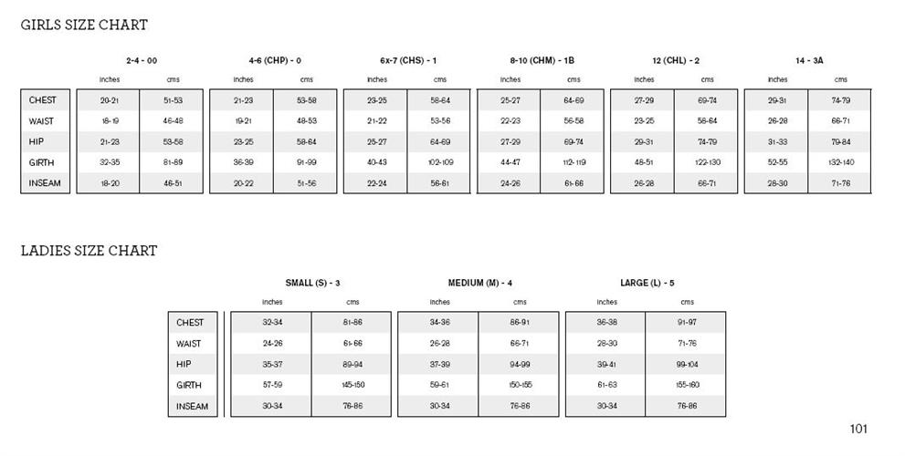 Bloch Size Chart Leotard