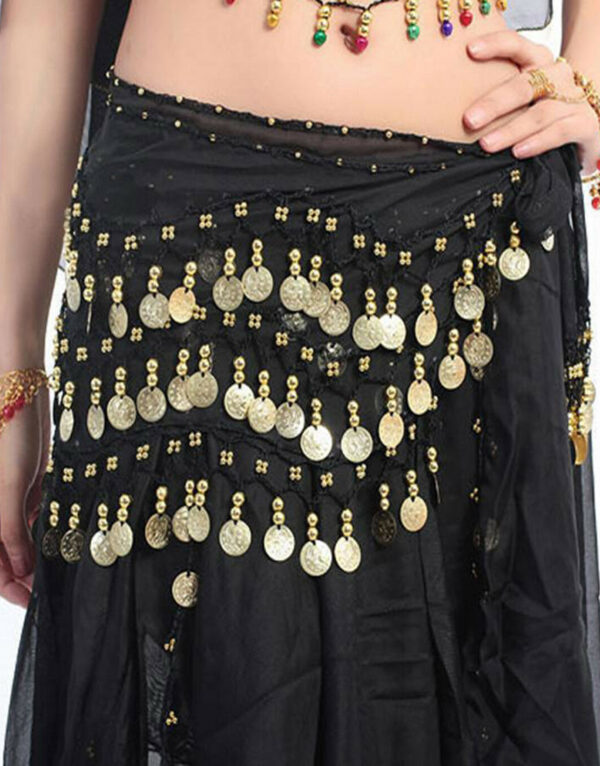 Oriental hip scarf with three rows of coins