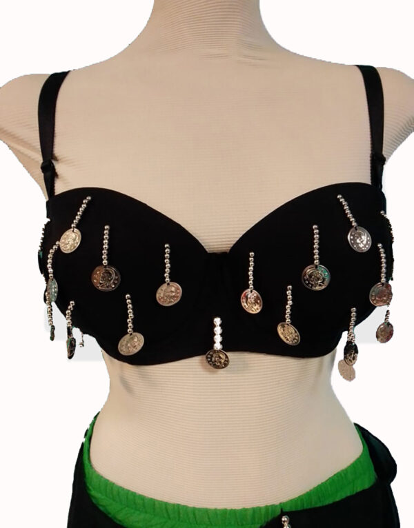 Belly dance costume in green-black colour XL