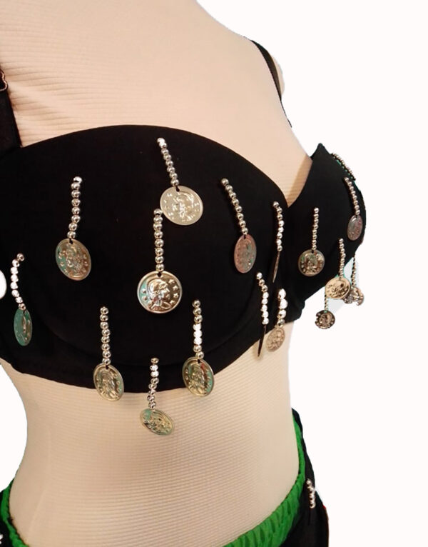 Belly dance costume in green-black colour XL