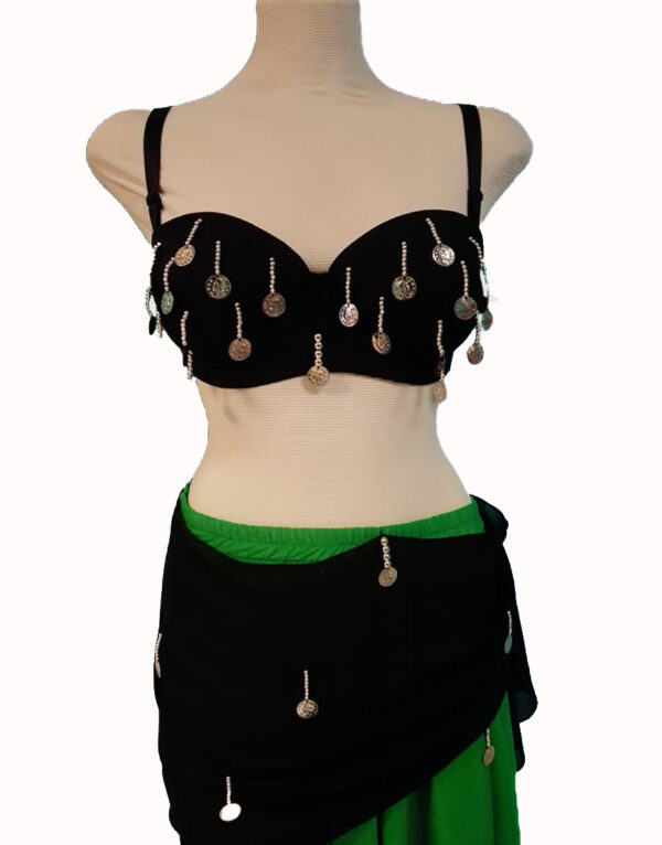 Belly dance costume in green-black colour XL